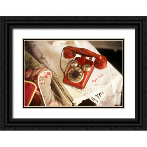 Vintage Phone II Black Ornate Wood Framed Art Print with Double Matting by Clayton-Thompson, Philip