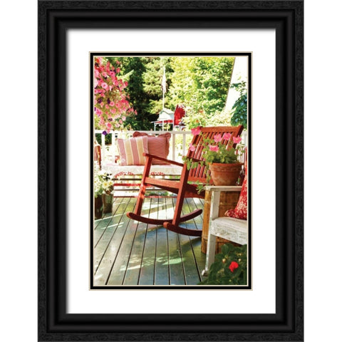 Rocker on the Porch I Black Ornate Wood Framed Art Print with Double Matting by Clayton-Thompson, Philip