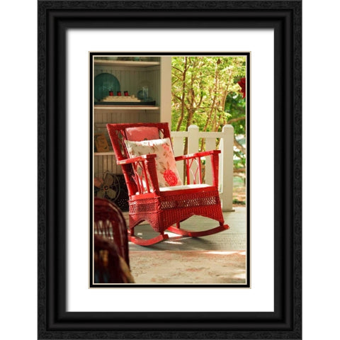 Rocker on the Porch II Black Ornate Wood Framed Art Print with Double Matting by Clayton-Thompson, Philip