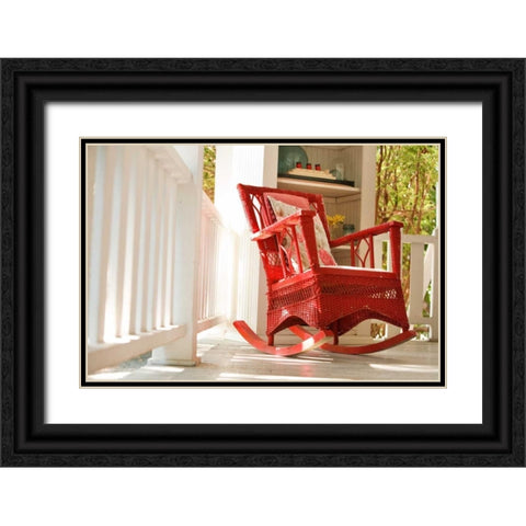 Rocker on the Porch III Black Ornate Wood Framed Art Print with Double Matting by Clayton-Thompson, Philip