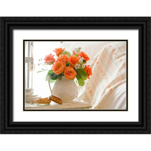 Orange Roses I Black Ornate Wood Framed Art Print with Double Matting by Clayton-Thompson, Philip