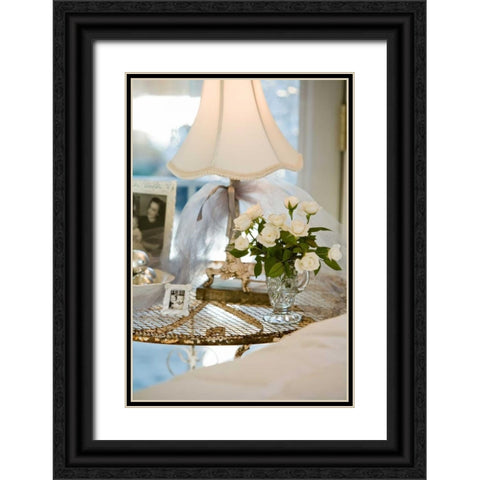White Roses II Black Ornate Wood Framed Art Print with Double Matting by Clayton-Thompson, Philip
