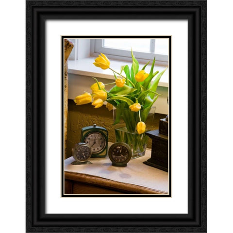 Yellow Tulips I Black Ornate Wood Framed Art Print with Double Matting by Clayton-Thompson, Philip