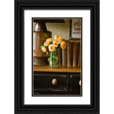 Flowers and Antiquities I Black Ornate Wood Framed Art Print with Double Matting by Clayton-Thompson, Philip