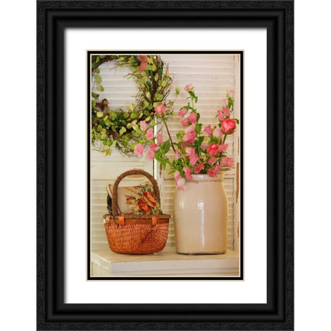 Pink Roses I Black Ornate Wood Framed Art Print with Double Matting by Clayton-Thompson, Philip