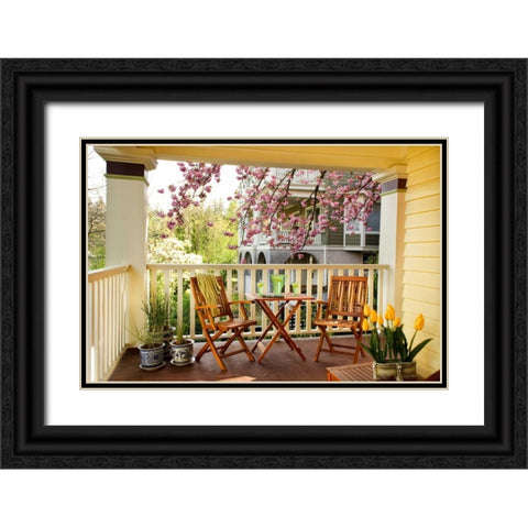 Dining on the Porch I Black Ornate Wood Framed Art Print with Double Matting by Clayton-Thompson, Philip
