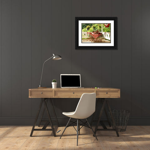 Dining on the Porch II Black Ornate Wood Framed Art Print with Double Matting by Clayton-Thompson, Philip