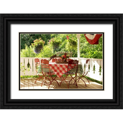 Dining on the Porch II Black Ornate Wood Framed Art Print with Double Matting by Clayton-Thompson, Philip