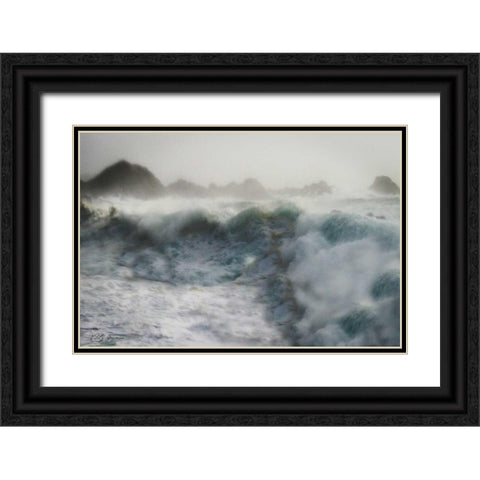 Stormy Blue Ocean Black Ornate Wood Framed Art Print with Double Matting by Geyman, Vitaly