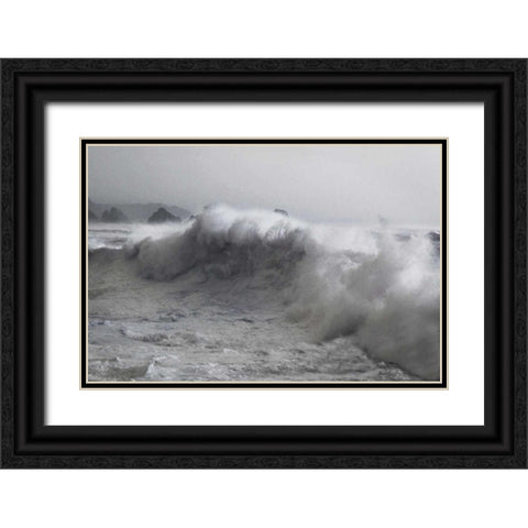 Blue Wave Black Ornate Wood Framed Art Print with Double Matting by Geyman, Vitaly