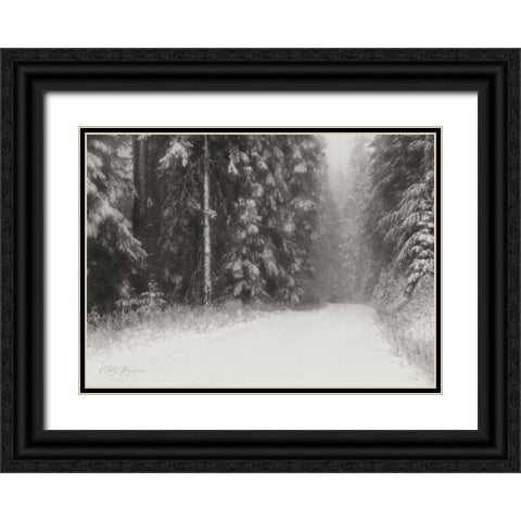 Winter Pine Tree Paradise BandW Black Ornate Wood Framed Art Print with Double Matting by Geyman, Vitaly
