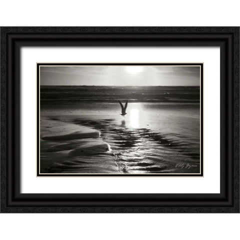 Sunset Bird BandW Black Ornate Wood Framed Art Print with Double Matting by Geyman, Vitaly