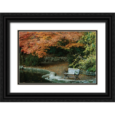Autumn Trio II Black Ornate Wood Framed Art Print with Double Matting by Geyman, Vitaly