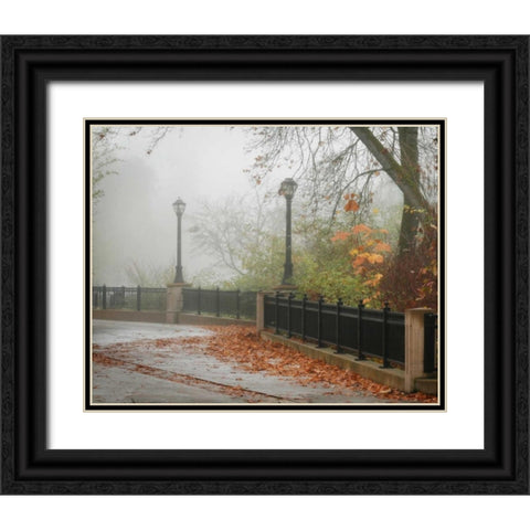Fall Plaza II Black Ornate Wood Framed Art Print with Double Matting by Geyman, Vitaly