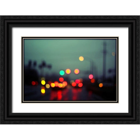 City LIghts III Black Ornate Wood Framed Art Print with Double Matting by White, Leesa