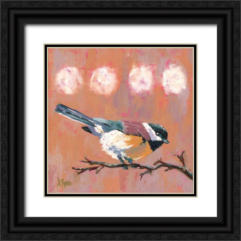 Delight Chickadee Black Ornate Wood Framed Art Print with Double Matting by Reeves, Molly