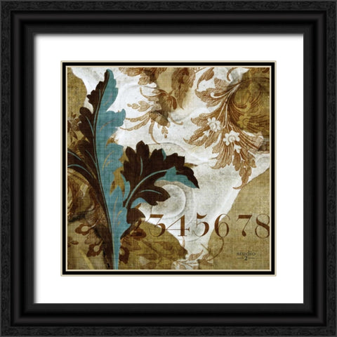 Teal Flow I Black Ornate Wood Framed Art Print with Double Matting by Studio 2