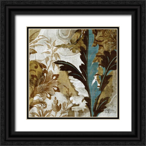 Teal Flow II Black Ornate Wood Framed Art Print with Double Matting by Studio 2