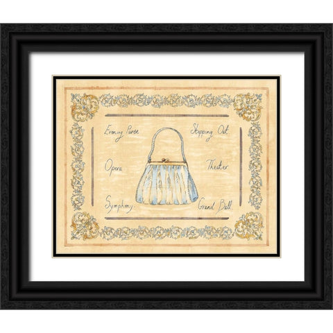 Evening Purse Black Ornate Wood Framed Art Print with Double Matting by Schippel, Banafshe