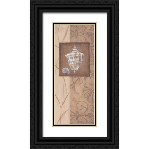 Sand Shell I Black Ornate Wood Framed Art Print with Double Matting by 3 Bamboo Studio