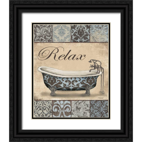 Relax Bath Black Ornate Wood Framed Art Print with Double Matting by Williams, Todd