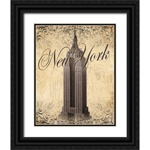 New York Black Ornate Wood Framed Art Print with Double Matting by Williams, Todd