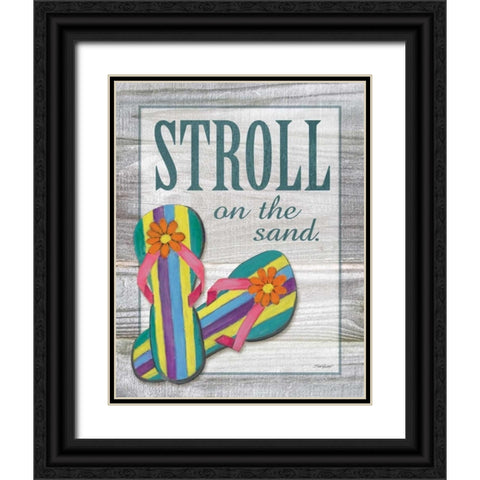 Stroll on the Sand Black Ornate Wood Framed Art Print with Double Matting by Williams, Todd