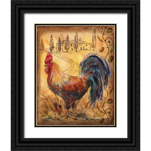 Tuscan Rooster II Black Ornate Wood Framed Art Print with Double Matting by Williams, Todd