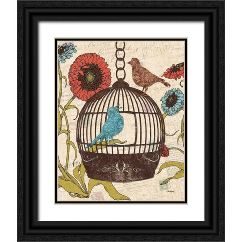 Birds and Blooms III Black Ornate Wood Framed Art Print with Double Matting by Williams, Todd