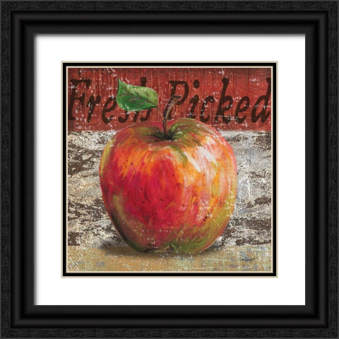 Fresh Picked Apple Black Ornate Wood Framed Art Print with Double Matting by Williams, Todd