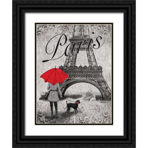 Strolling Paris II Black Ornate Wood Framed Art Print with Double Matting by Williams, Todd