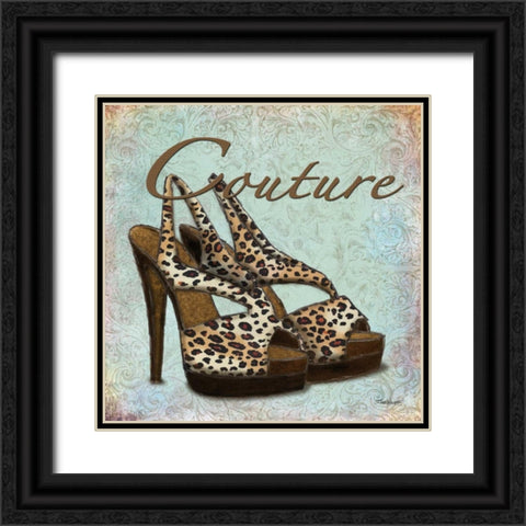 Blue Couture Shoes Black Ornate Wood Framed Art Print with Double Matting by Williams, Todd