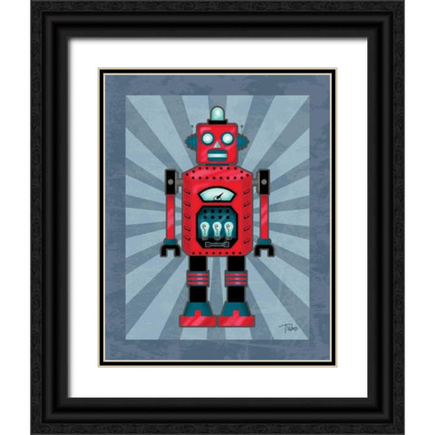 Robot II Black Ornate Wood Framed Art Print with Double Matting by Woo, Teresa