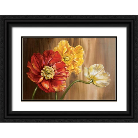 Poppies Black Ornate Wood Framed Art Print with Double Matting by Werbelow, Selina