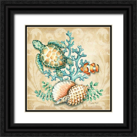 Sea Life I Black Ornate Wood Framed Art Print with Double Matting by Wright, Sydney