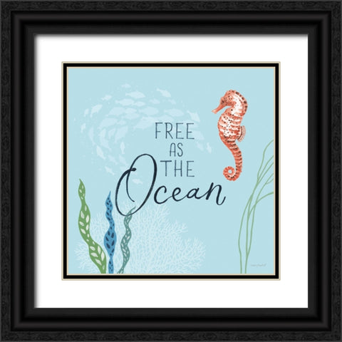 Free As the Ocean IX on Blue Black Ornate Wood Framed Art Print with Double Matting by Audit, Lisa