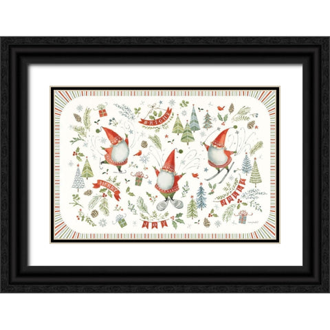 Jolly Gnomes I Black Ornate Wood Framed Art Print with Double Matting by Audit, Lisa