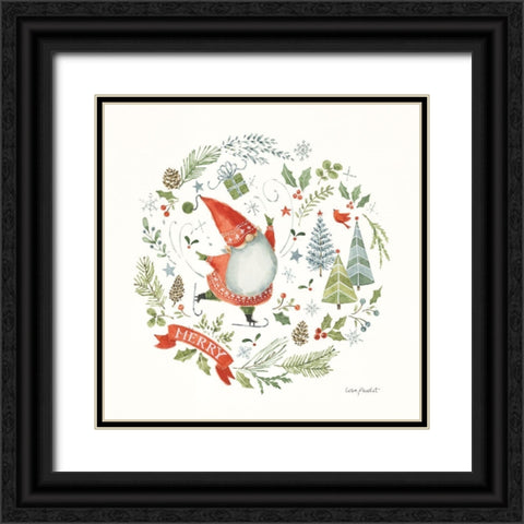 Jolly Gnomes IV Black Ornate Wood Framed Art Print with Double Matting by Audit, Lisa