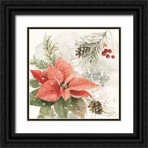Poinsettia Village II Black Ornate Wood Framed Art Print with Double Matting by Audit, Lisa