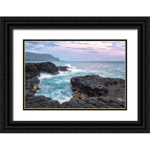 Queens Bath West Black Ornate Wood Framed Art Print with Double Matting by Head, Danny