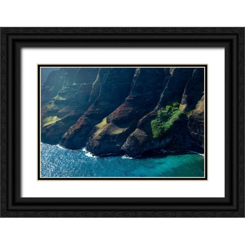 Na Pali Blue Black Ornate Wood Framed Art Print with Double Matting by Head, Danny