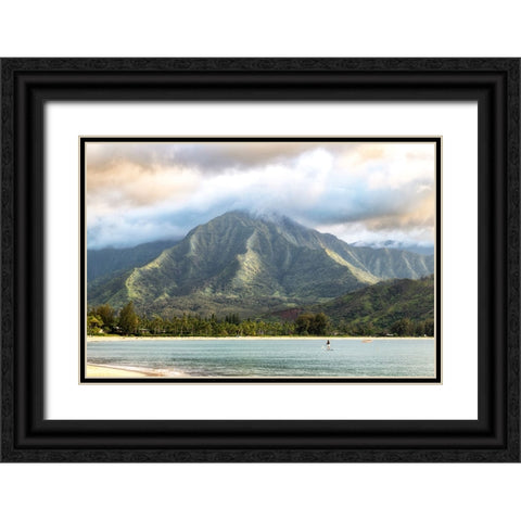 Paddleboarder Black Ornate Wood Framed Art Print with Double Matting by Head, Danny