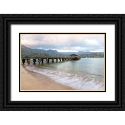 Hanalei Pier II Black Ornate Wood Framed Art Print with Double Matting by Head, Danny