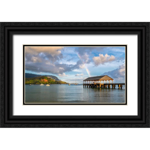 Hanalei Rainbow I Black Ornate Wood Framed Art Print with Double Matting by Head, Danny