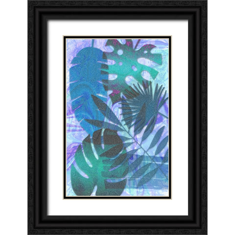 Blue Sparkly Tropics Black Ornate Wood Framed Art Print with Double Matting by Aesthete