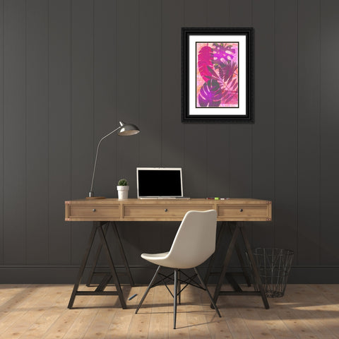 Pink Sparkly Tropics Black Ornate Wood Framed Art Print with Double Matting by Aesthete