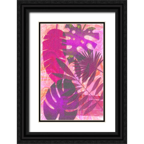 Pink Sparkly Tropics Black Ornate Wood Framed Art Print with Double Matting by Aesthete