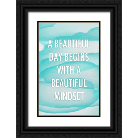 Cyan Beautiful Mindset Quote Black Ornate Wood Framed Art Print with Double Matting by Aesthete