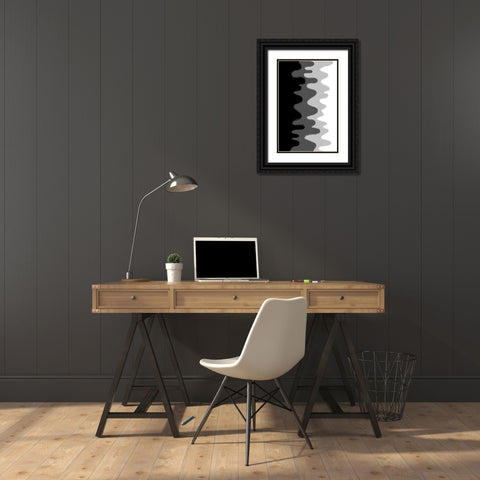 Black Abstract Waves Black Ornate Wood Framed Art Print with Double Matting by Aesthete