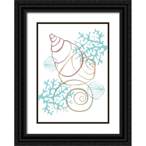 Turquise  Sea Life Black Ornate Wood Framed Art Print with Double Matting by Aesthete